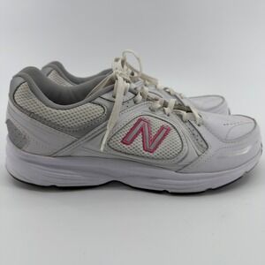New Balance 655 Walking Shoes Womens 8 White Silver Pink Sneakers
